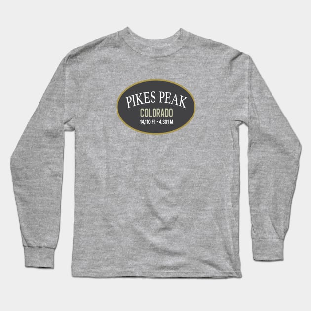 Pikes Peak Colorado Gray Oval Long Sleeve T-Shirt by TGKelly